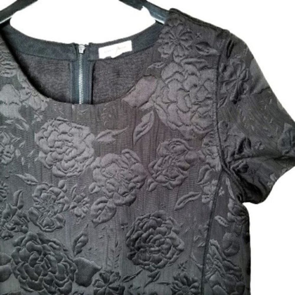 Silence + Noise Black Brocade Floral Sheath Dress